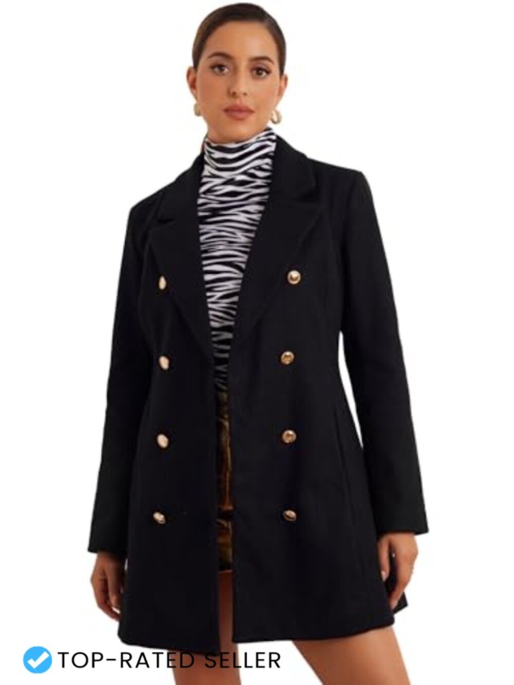 Winter Peacoat Notch Lapel Double Breasted Trench Coat
